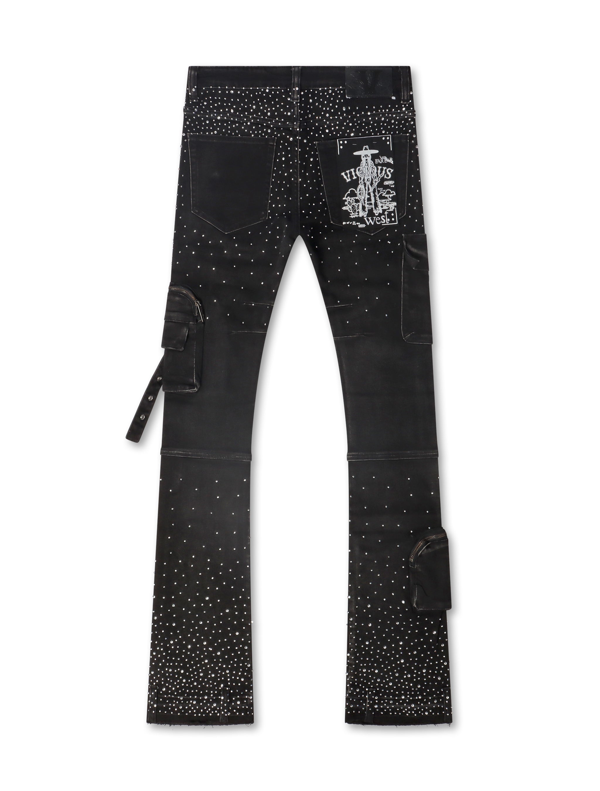 Vicious Denim All Over Rhinestone Jeans - Black by Denim Exchange
