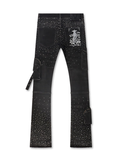 Vicious Denim All Over Rhinestone Jeans - Black by Denim Exchange