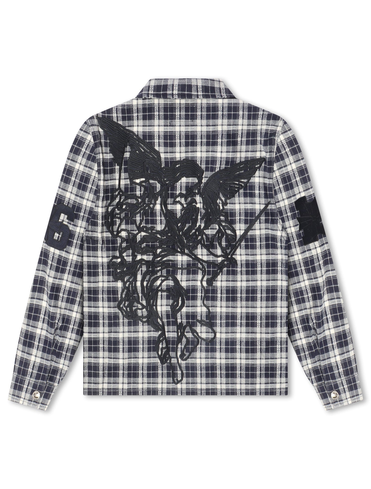 Revenge Valkyrie Embroidered Flannel - Navy by Denim Exchange