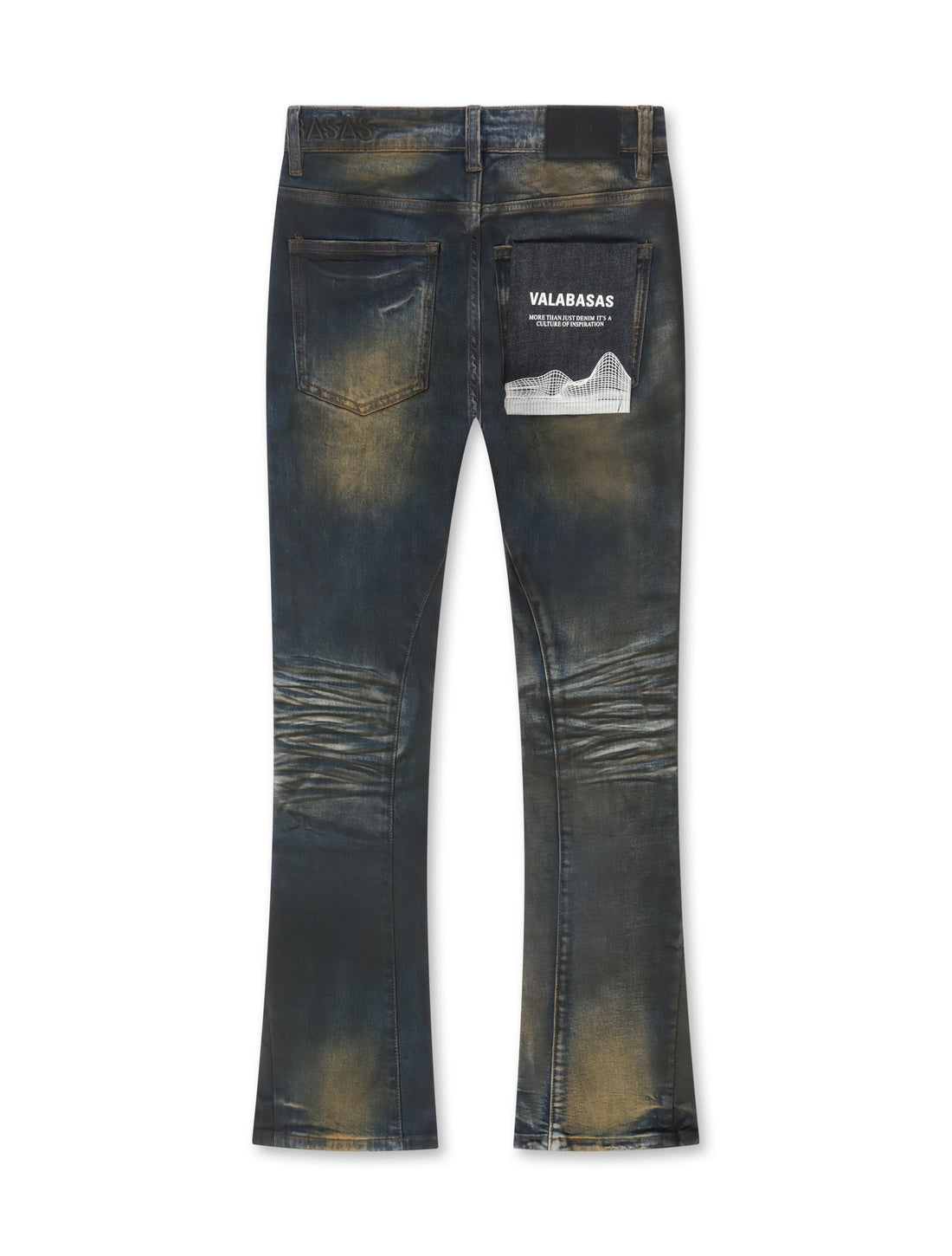 Valabasas Fax Stacked Denim Jeans - Vintage Blue Wash by Denim Exchange