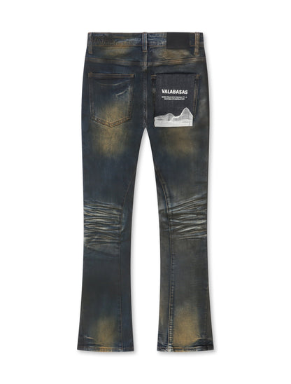 Valabasas Fax Stacked Denim Jeans - Vintage Blue Wash by Denim Exchange