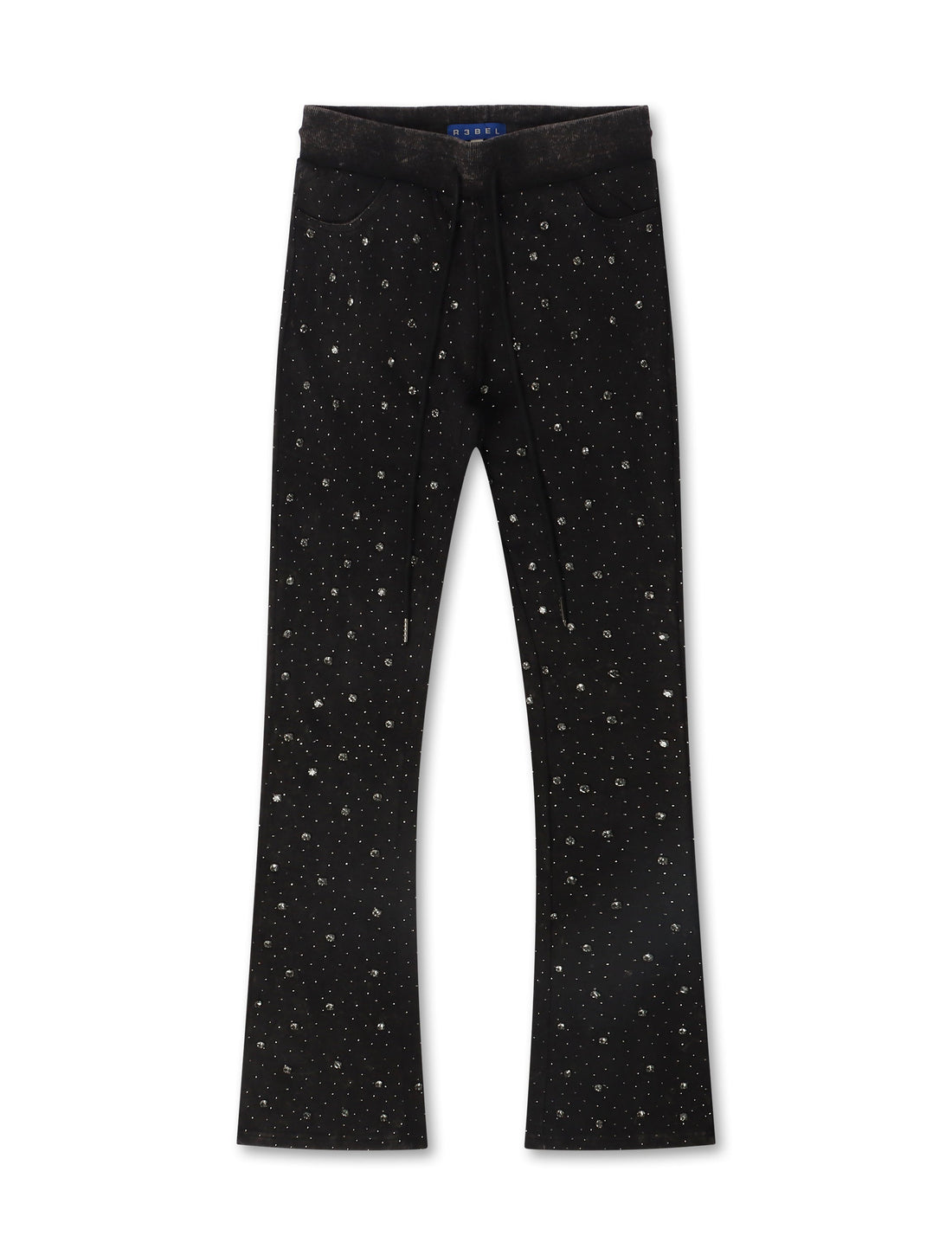Rebel Denim Diamond Stacked Sweatpants - Ash Black by Denim Exchange