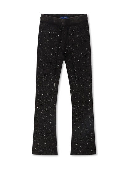 Rebel Denim Diamond Stacked Sweatpants - Ash Black by Denim Exchange