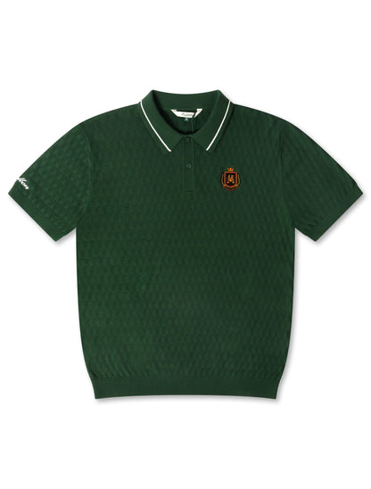 Malbon Crest Knit Polo - Myrtle by Denim Exchange
