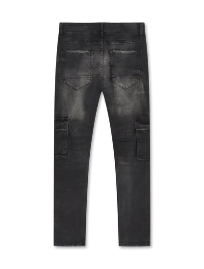 Jordan Craig Sean Cargo Jeans - Black Shadow by Denim Exchange