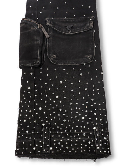 Vicious Denim All Over Rhinestone Jeans - Black by Denim Exchange