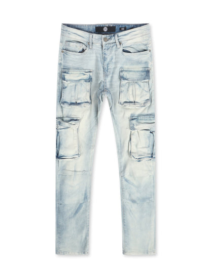 Jordan Craig Sean Cargo Jeans - Iced White by Denim Exchange