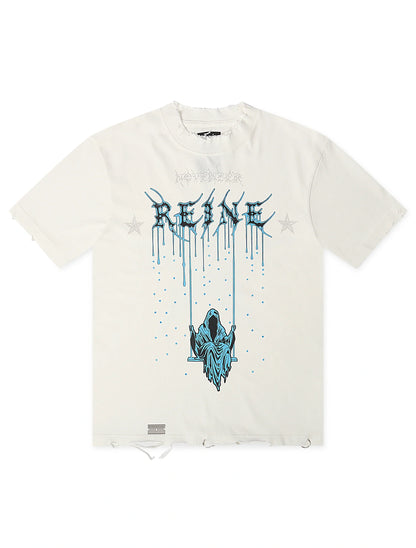 November Reign Storm Hand Shredded Tee - White by Denim Exchange