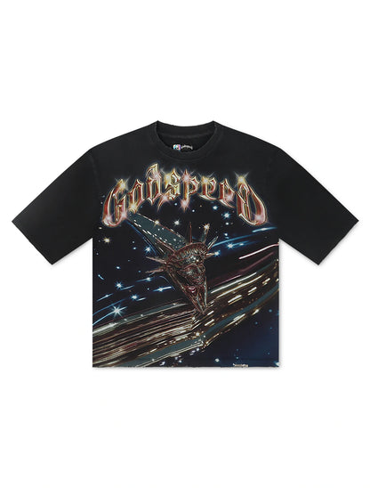 Godspeed Liberty Cruiser Boxy Tee - Black by Denim Exchange