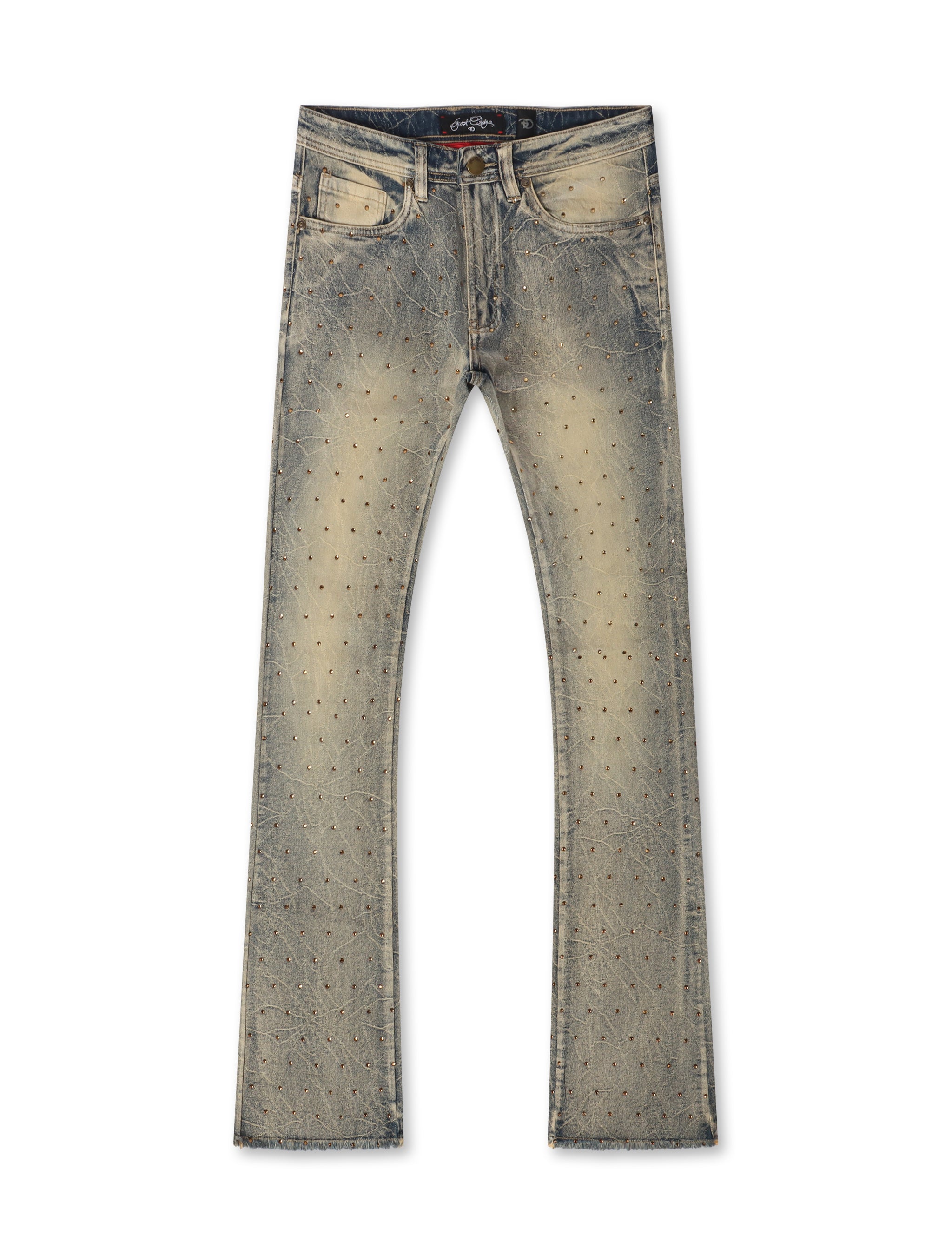 Frost Originals All Over Rhinestone Stacked Jean - Dirt Wash by Denim Exchange