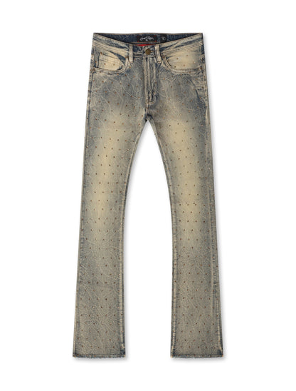 Frost Originals All Over Rhinestone Stacked Jean - Dirt Wash by Denim Exchange