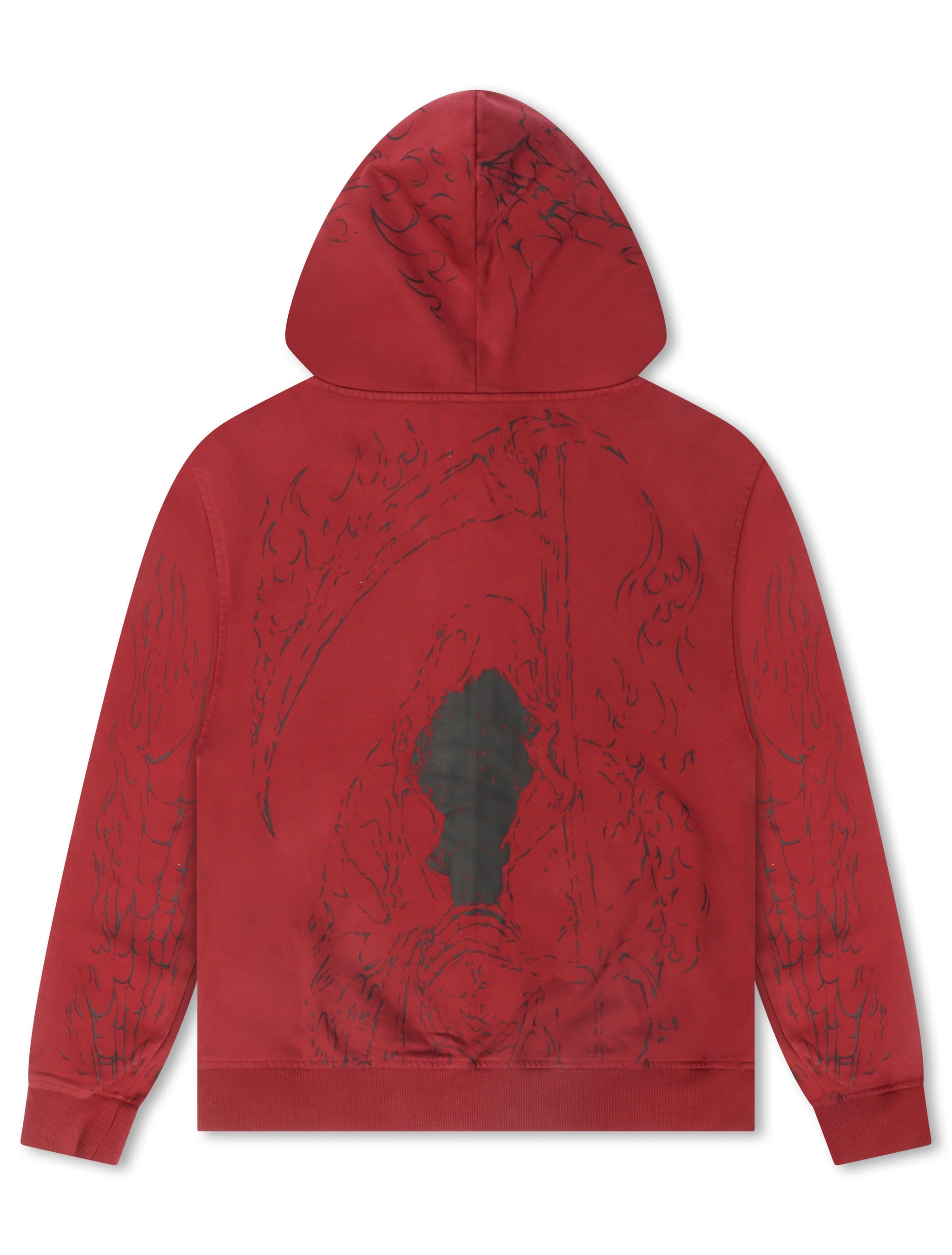 Revenge Tattoo Zip Jacket - Red/Black by Denim Exchange