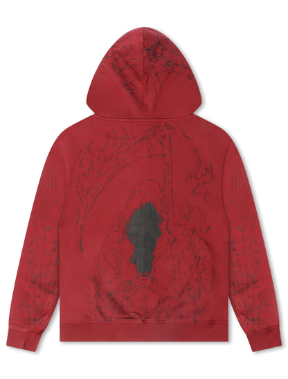 Revenge Tattoo Zip Jacket - Red/Black by Denim Exchange