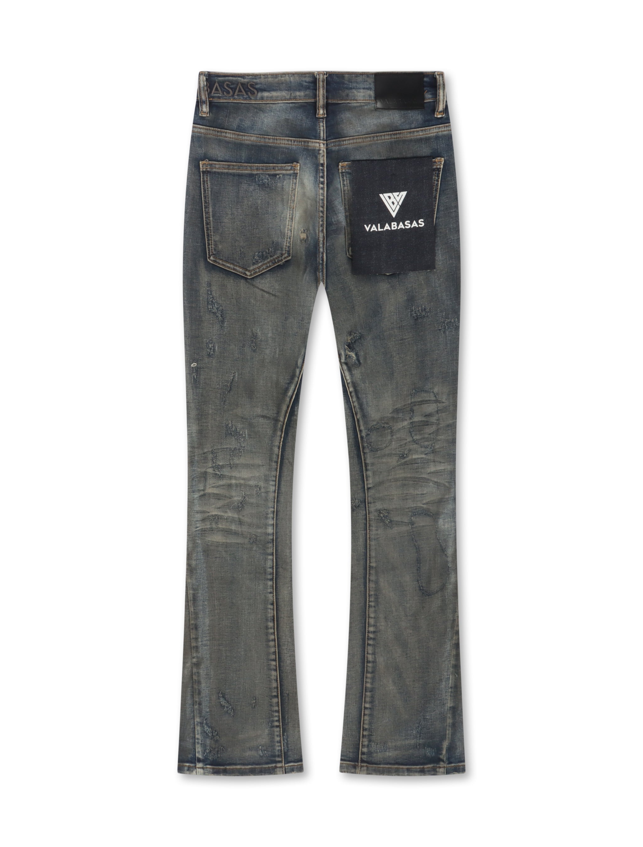 Valabasas Bald Stacked Jeans - Vintage Blue by Denim Exchange