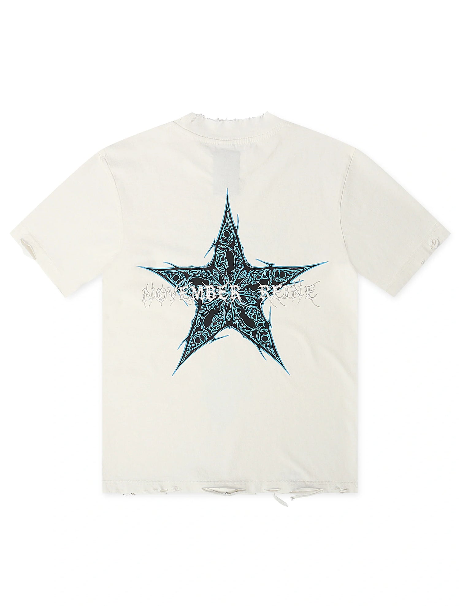 November Reign Storm Hand Shredded Tee - White by Denim Exchange