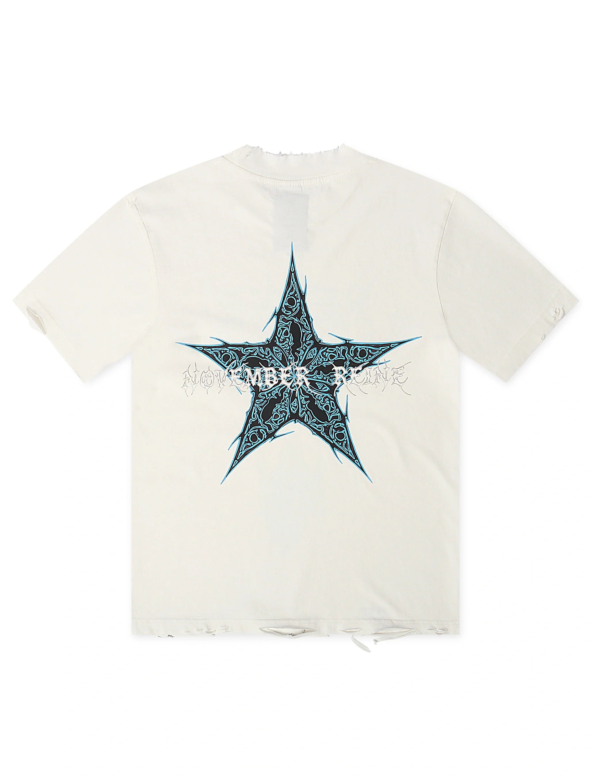 November Reign Storm Hand Shredded Tee - White by Denim Exchange