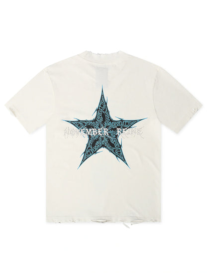 November Reign Storm Hand Shredded Tee - White by Denim Exchange