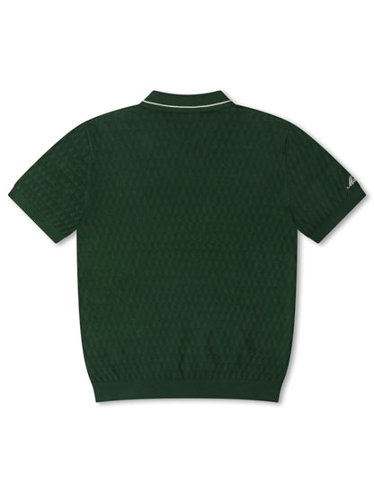 Malbon Crest Knit Polo - Myrtle by Denim Exchange