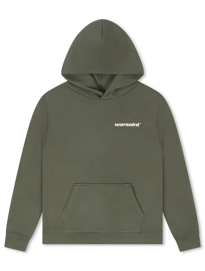 Warsaint Dual Logo Hoodie - Olive Green by Denim Exchange