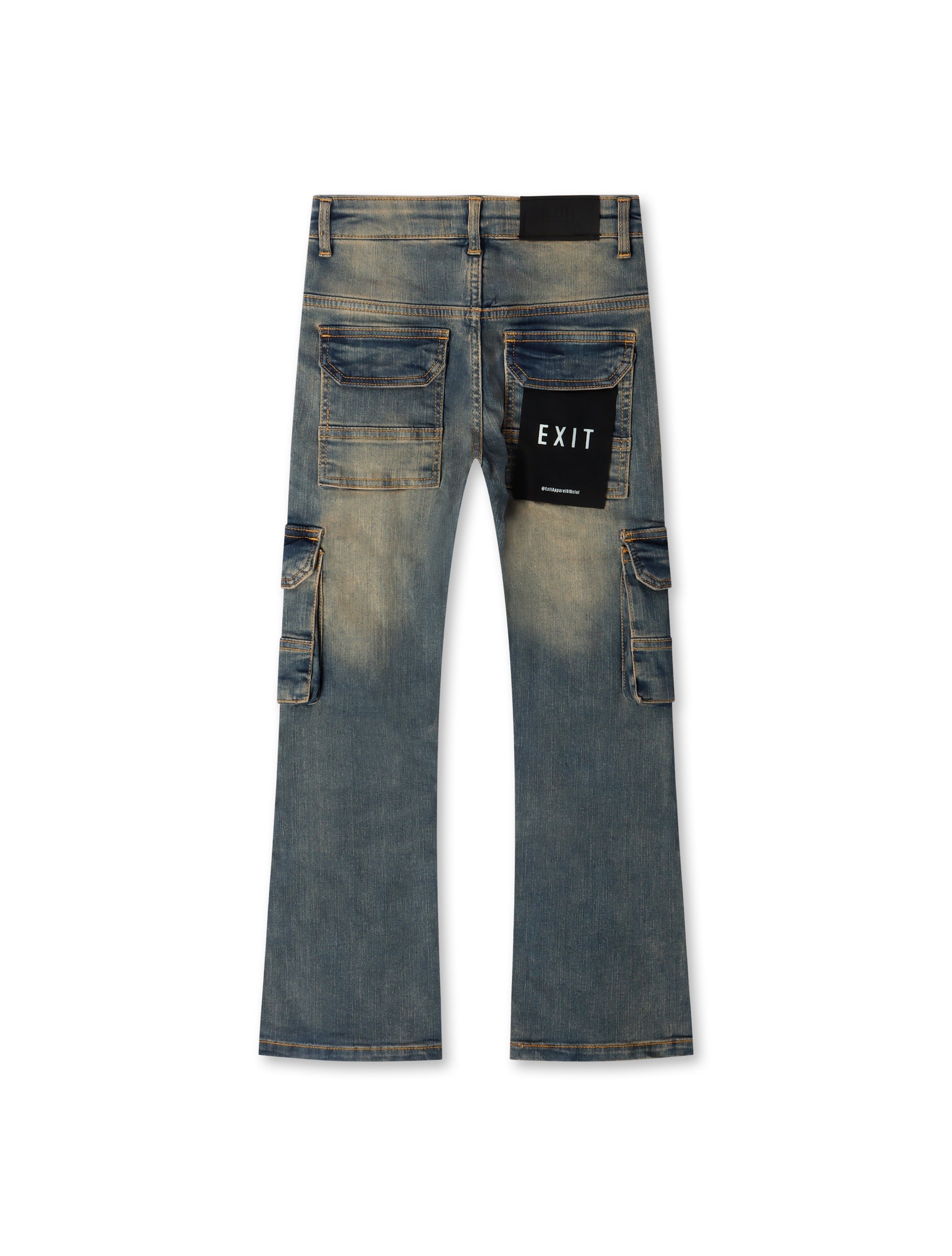 Exit Apparel Stacked Cargo Jeans - Blue by Denim Exchange