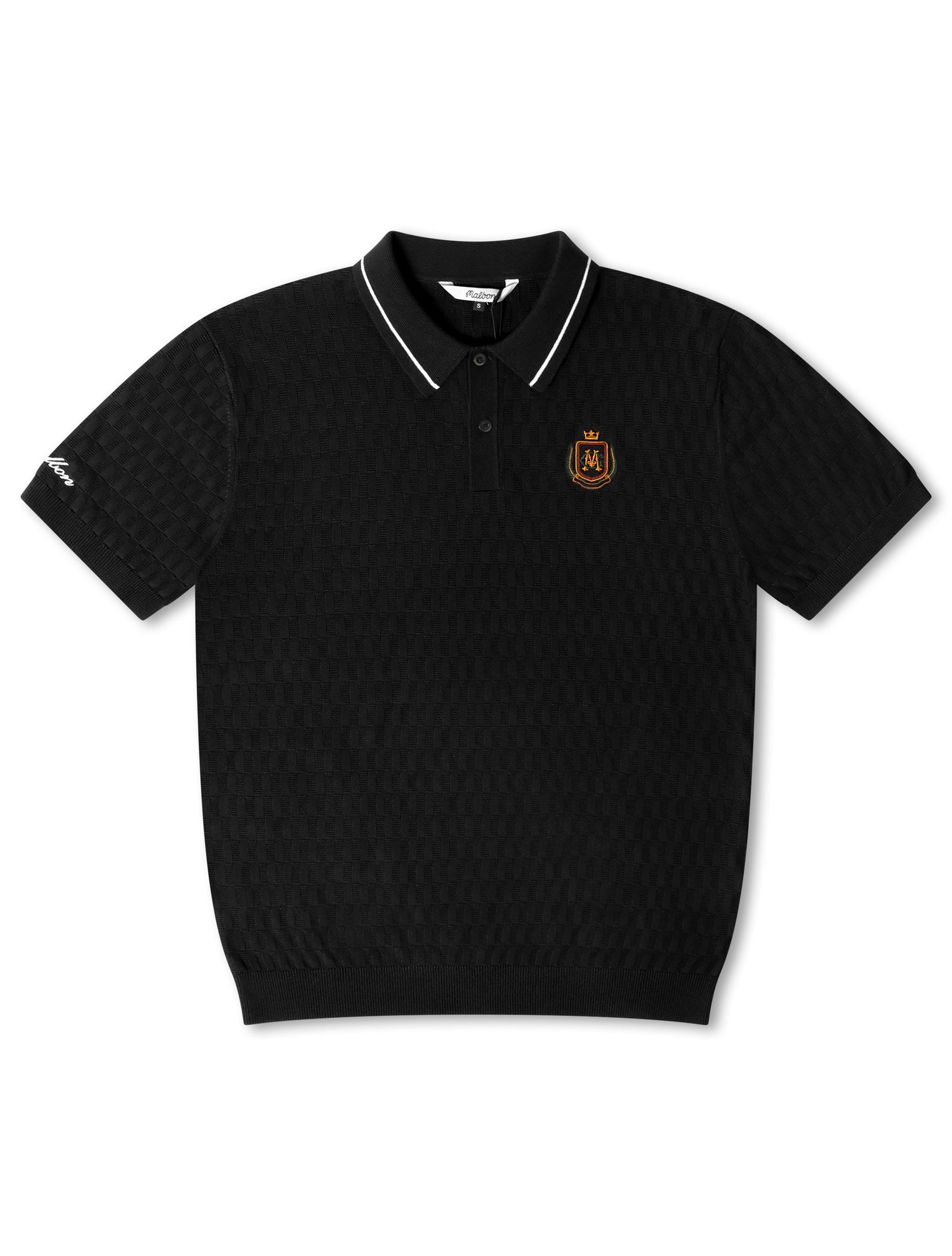 Malbon Crest Knit Polo - Black by Denim Exchange