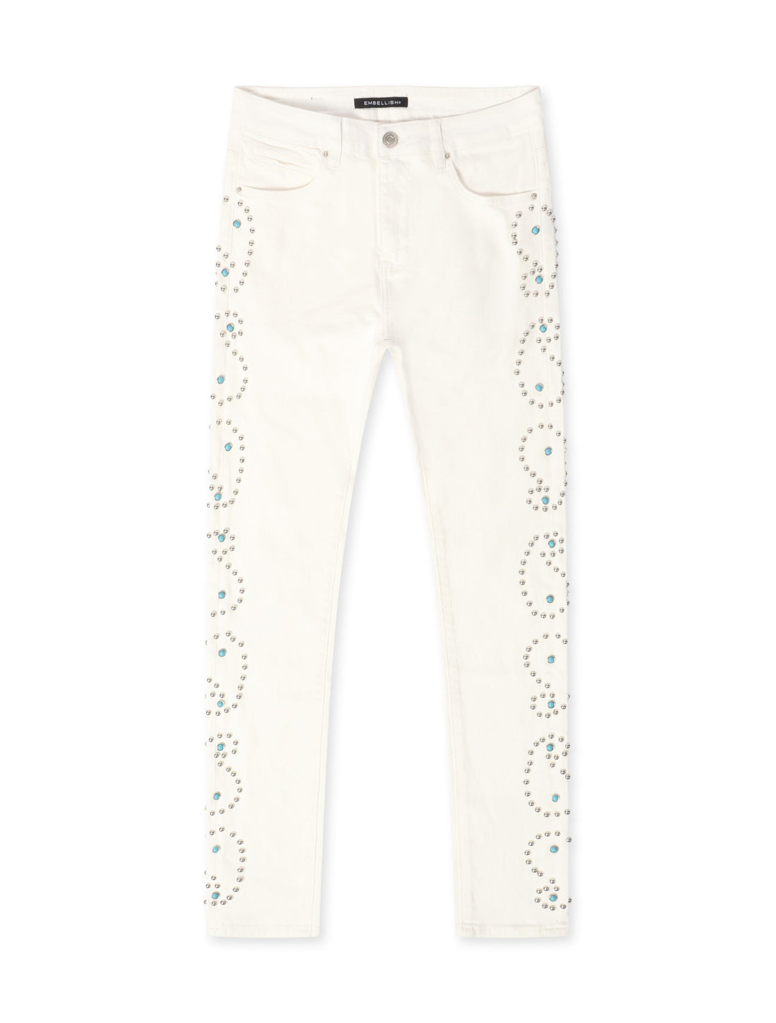 Embellish Onix Rhinestone Jeans - White by Denim Exchange