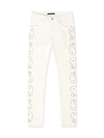 Embellish Onix Rhinestone Jeans - White by Denim Exchange