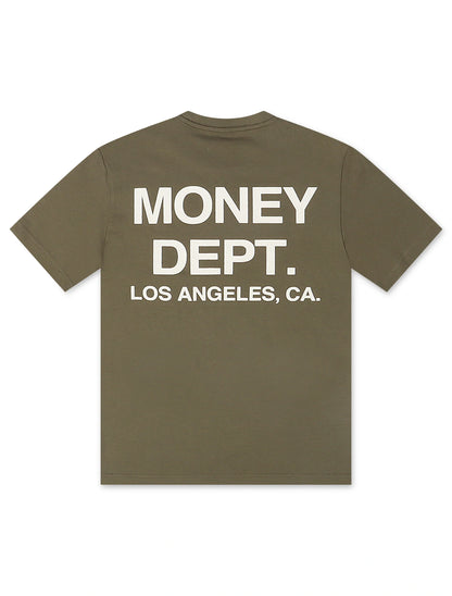 Money Dept. Los Angeles Heavyweight Tee - Light Olive/White by Denim Exchange