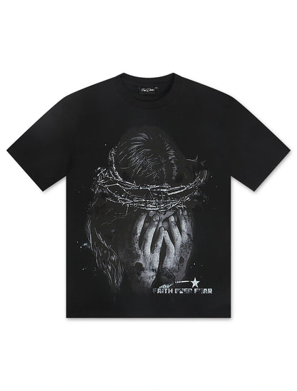 Fine Divine Faith Over Fear Tee - Black by Denim Exchange
