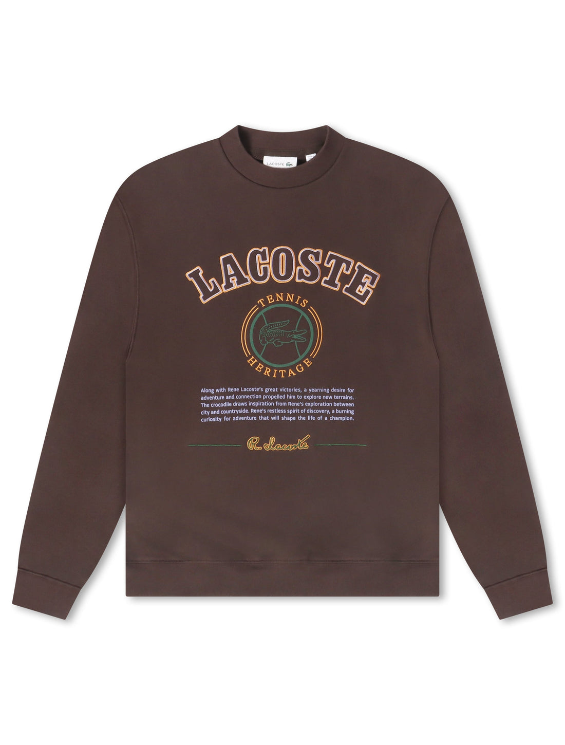 Lacoste Embroidered Shield Fleece Sweatshirt - Brown by Denim Exchange