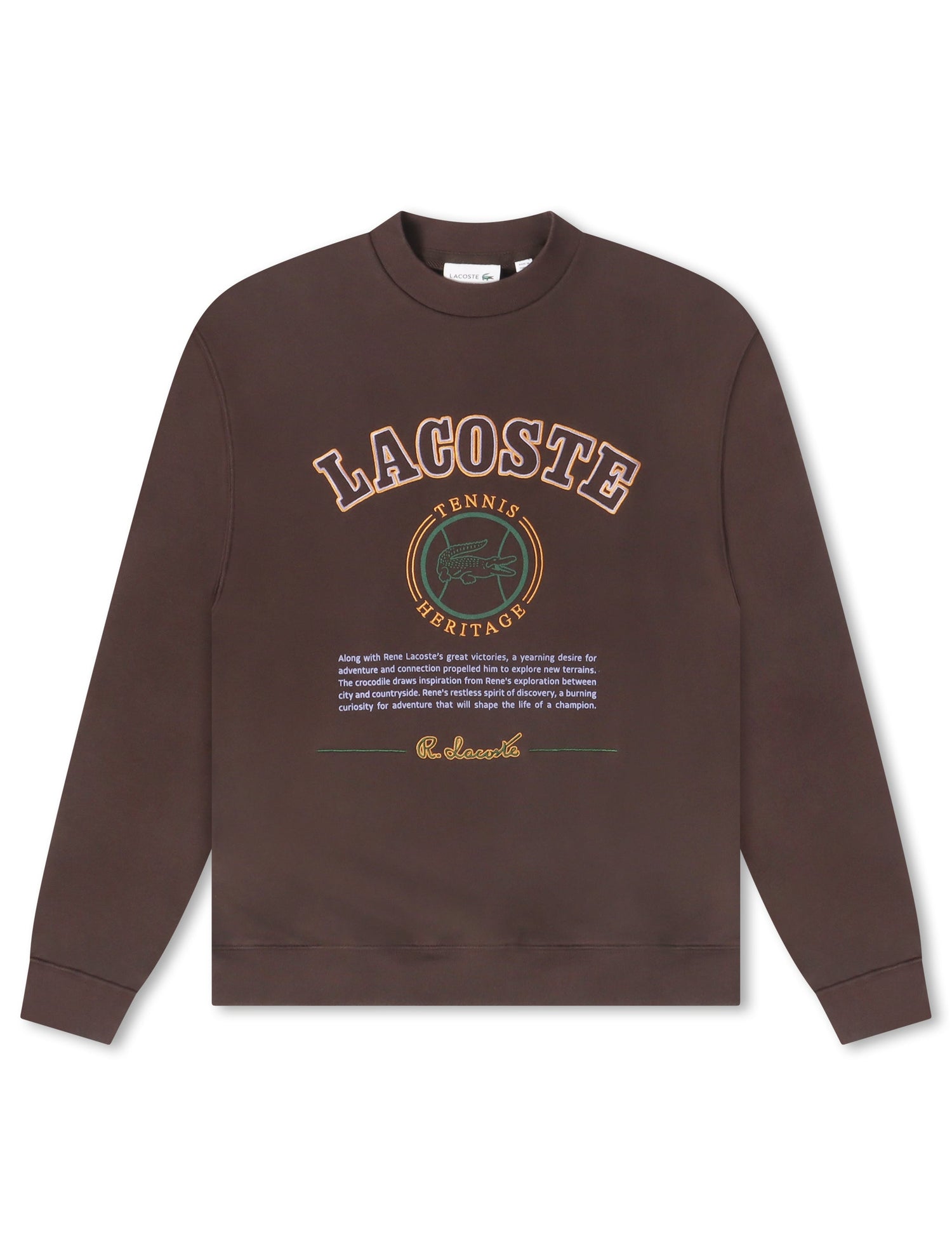 Lacoste Embroidered Shield Fleece Sweatshirt - Brown by Denim Exchange