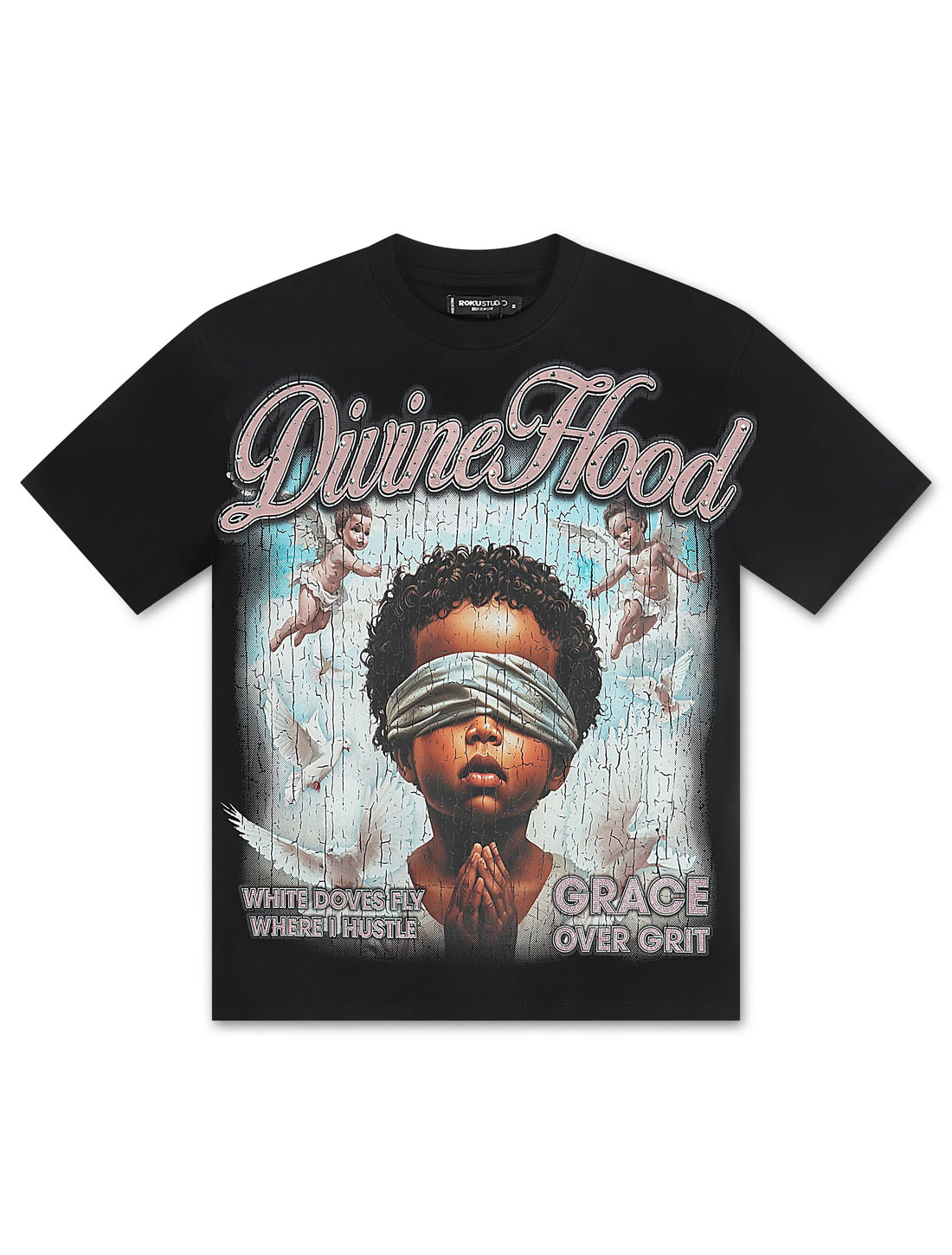 Roku Studio Divine Hood Boxy Tee - Black by Denim Exchange