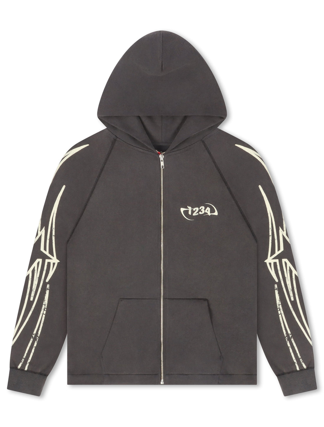 BLDG4 Streak Zip-up Hoodie - Charcoal Art by Denim Exchange