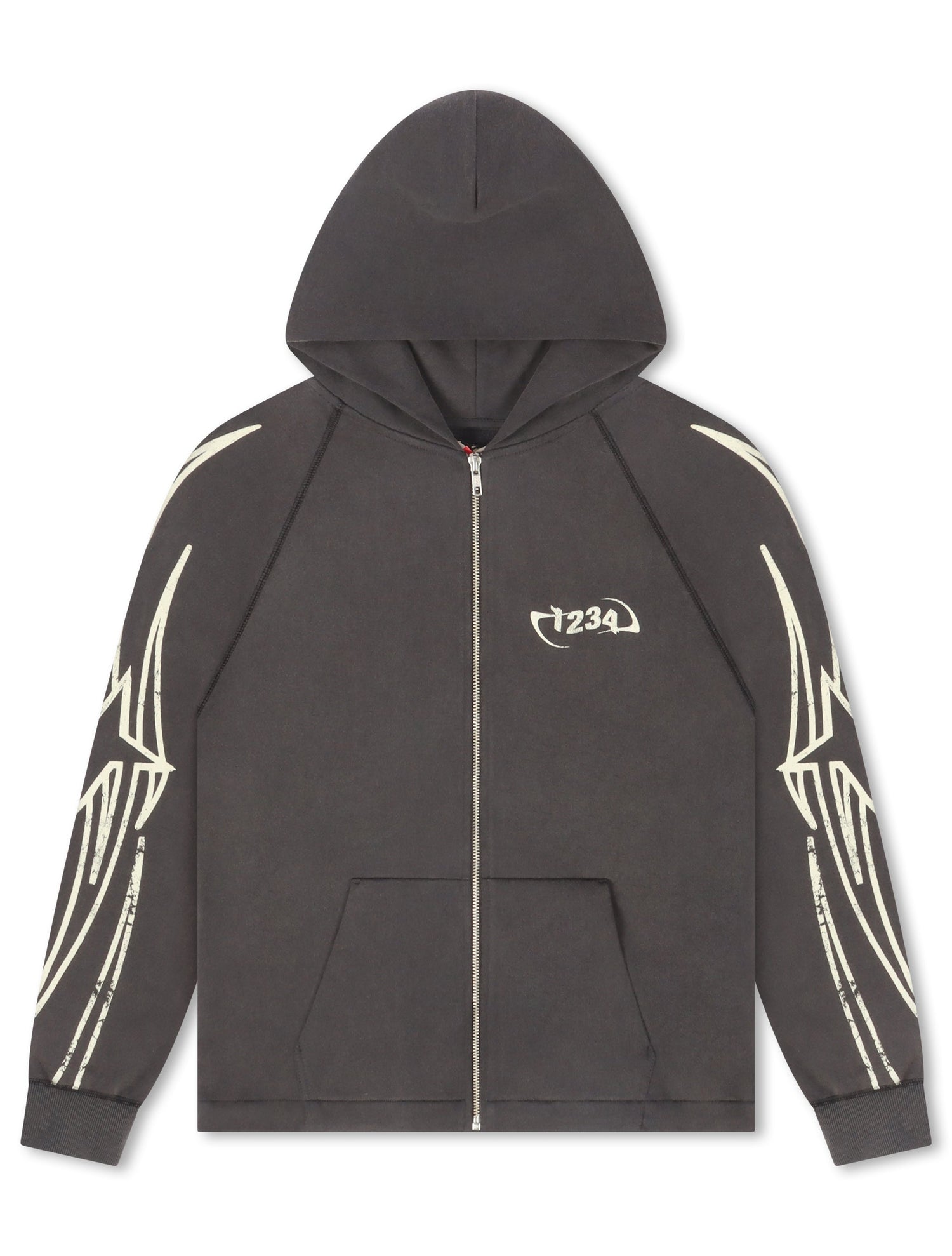BLDG4 Streak Zip-up Hoodie - Charcoal Art by Denim Exchange