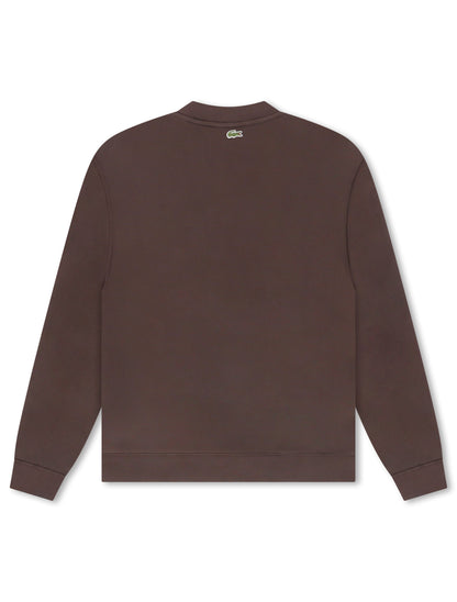 Lacoste Embroidered Shield Fleece Sweatshirt - Brown by Denim Exchange