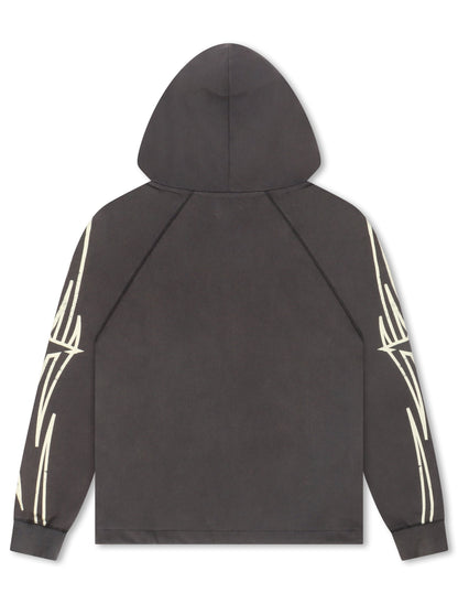 BLDG4 Streak Zip-up Hoodie - Charcoal Art by Denim Exchange