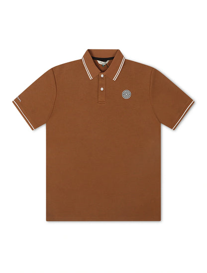 Malbon Fairway Applique Pique Polo - British Tan by Denim Exchange