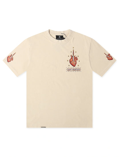 November Reign Saint Heartless Tee - Tan by Denim Exchange