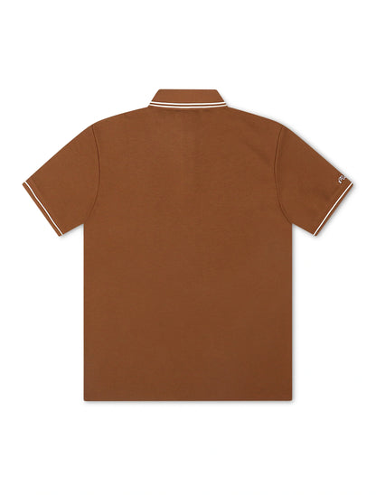 Malbon Fairway Applique Pique Polo - British Tan by Denim Exchange