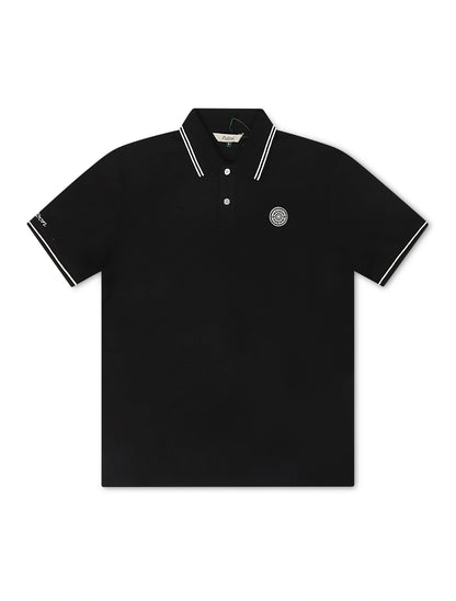 Malbon Fairway Applique Pique Polo - Black by Denim Exchange