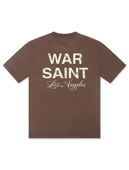 Warsaint LA Script Tee - Brown/White by Denim Exchange