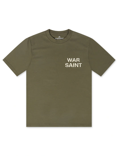 Warsaint LA Script Tee - Army/Cream