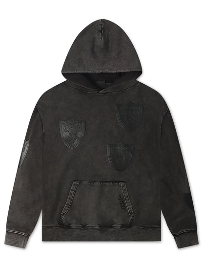 Pro Standard Raiders All Over Logo Hoodie - Washed Black by Denim Exchange