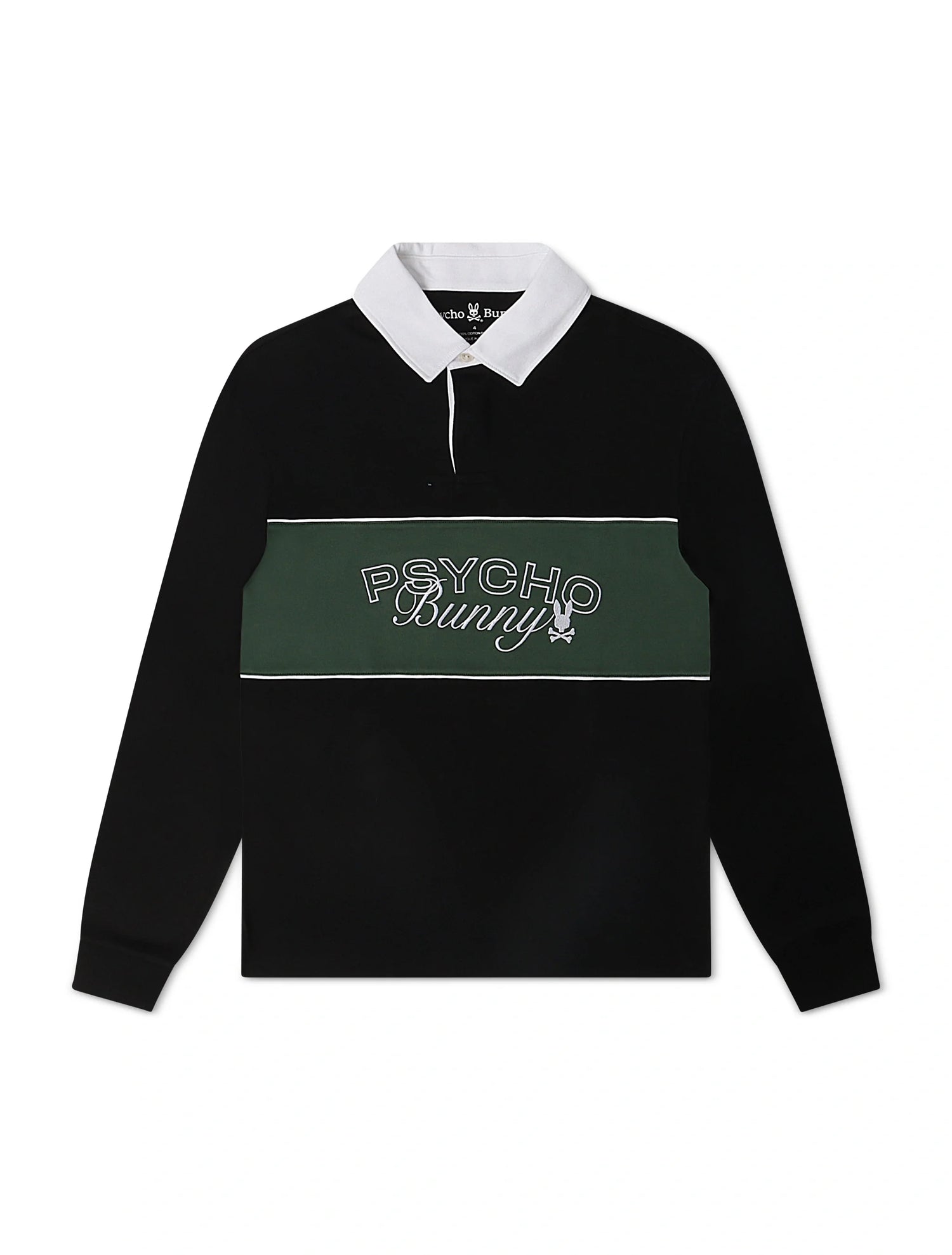 Psycho Bunny Kids Enzo Long Sleeve Rugby Tee - Black/Green by Denim Exchange