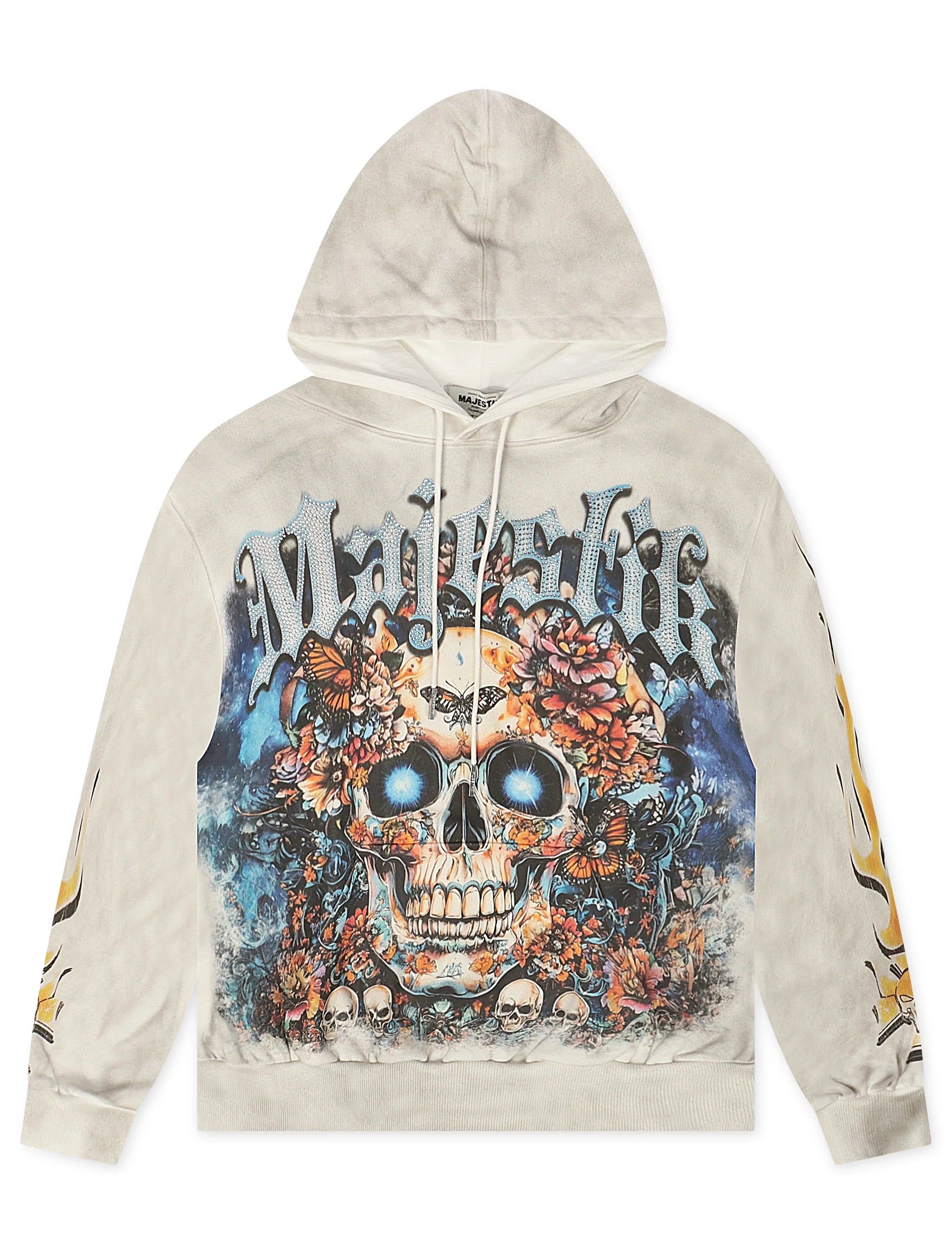 Majestik Mens Skull Tapestry Hoodie - Off White by Denim Exchange