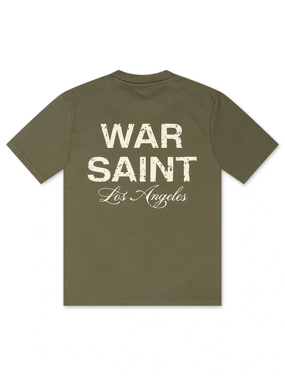 Warsaint LA Script Tee - Army/Cream 