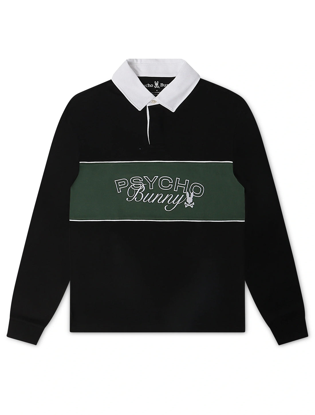 Psycho Bunny Mens Enzo Long Sleeve Rugby Tee - Black/Green by Denim Exchange