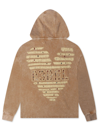 Rebel Denim Coeur Dacier Hoodie - Khaki by Denim Exchange