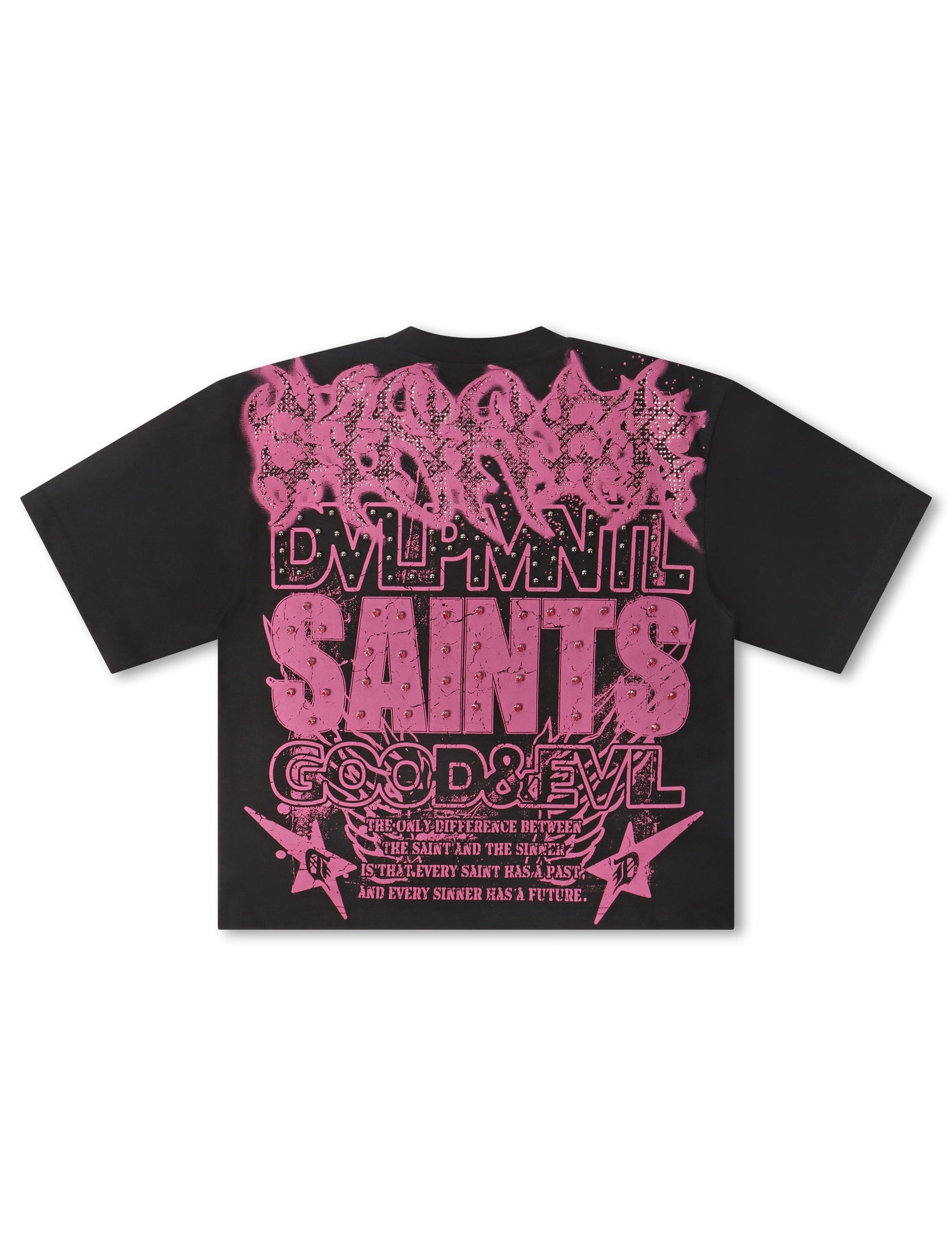 Rebel Denim Developmental Saints Cropped Tee - Black by Denim Exchange
