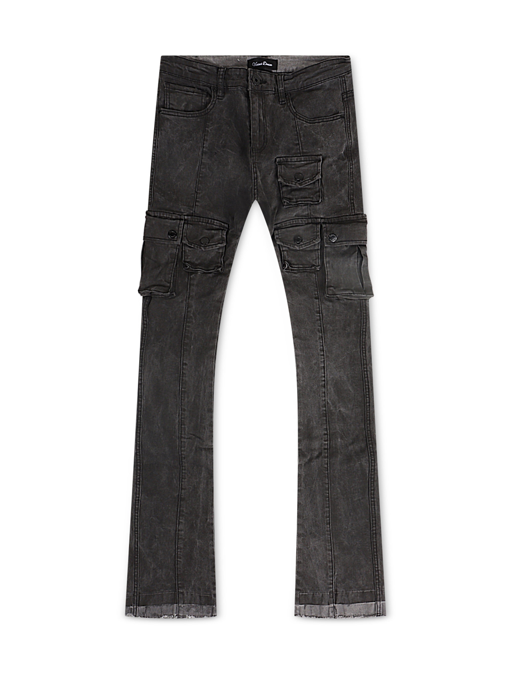 Vicious Denim Flare Stacked Fit Jeans - Black by Denim Exchange